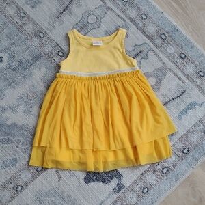 Hanna Andersson Baby Girls Yellow Swish Sparkle Dress With Tulle Tier Sz75/12-18